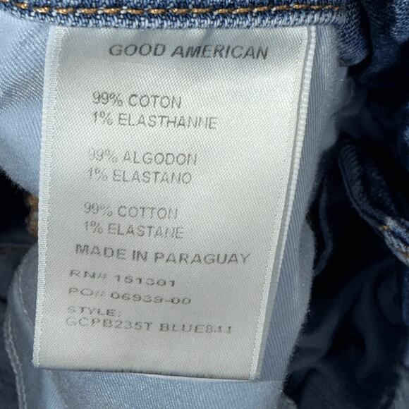 Good American Womens Jeans Size 8 29 Blue Denim Ankle Raw Hem Straight Stretch - Picture 3 of 6